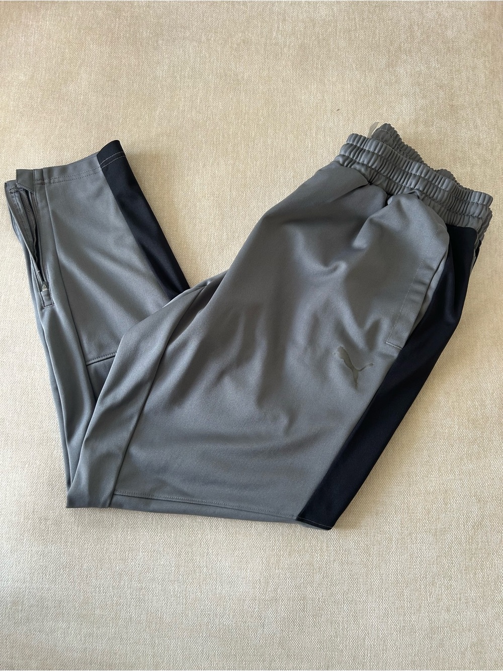 Puma Men's Gray Sweatpants with Black Side Panels
